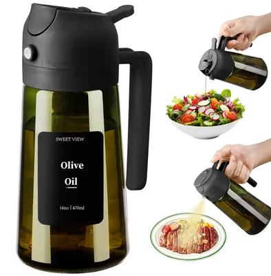Productafbeelding van Olievoorraadbak en oliesproeier - 2-in-1 doseerfles - keuken en koken - 470 ml