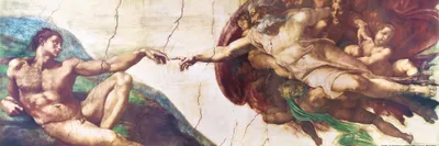 Obrázok produktu pre Michelangelo Buonarroti Art Print Picture - Stvorenie Adama, 1508-1512 (30 x 91 cm)