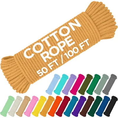 Katoenen touw 15 m, 5 mm, weiß, geflochten, multifunktional