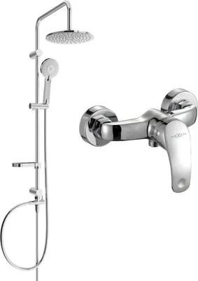 Produktbild von Mexen Carl Brausegarnitur für Aufputzmontage mit Kopfbrause und Mischbatterie Fabia, Chrom - 746540240-00