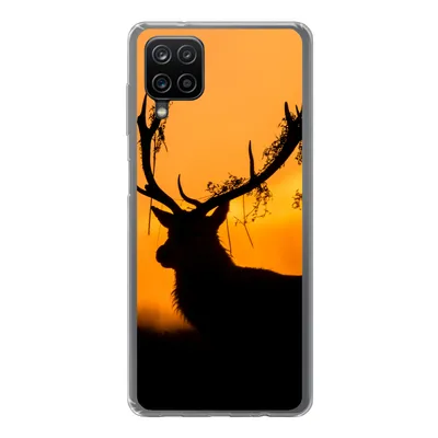 Produktbild von MuchoWow® Handyhülle Schutzhülle Hülle für Samsung Galaxy A12 Hirsch - Orange - Scherenschnitt - Tiere - Natur Silikon Softcase Handy Hülle - Bild