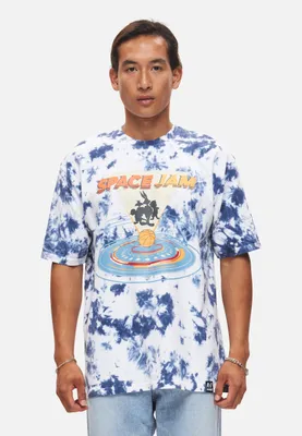 Produktbild von Recovered T-Shirt Space Jam New Legacy mit coolem Space Jam-Print Blue Tie-Dye M