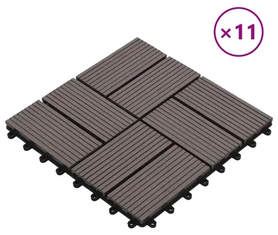 Image de vidaXL : Dalles de terrasse, 11 pièces, marron foncé, 30 x 30 cm, en bois composite (WPC)