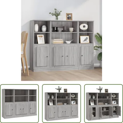 Produktbild von The Living Store Highboards 3 Stk. Grau Sonoma Holzwerkstoff