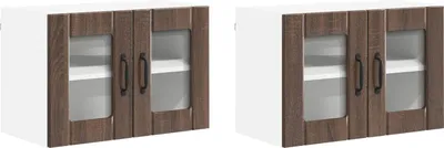 Produktbild von vidaXL Wandglas-Schrank LUCCA 2 stk. Brauneiche Holzwerkstoff
