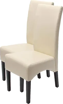 Produktbild von 2er-Set Esszimmerstuhl Küchenstuhl Stuhl Latina, LEDER creme, dunkle Beine