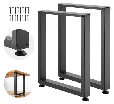 Produktbild von SucceBuy Tischkufen aus Vierkantprofilen 2er-Set 600x750 mm, robustes Tischuntergestell bis 1000 kg, Tischbeine, Möbelfüße, Gestell für Schreibtische, Couchtische, Esstische, Schwarz
