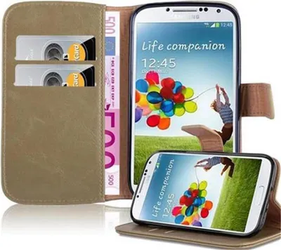 Obrázek produktu pro Cadorabo pouzdro pro Samsung Galaxy S4 Protective Cover in Brown Pouzdro na mobilní telefon typu kniha Pouzdro Luxury
