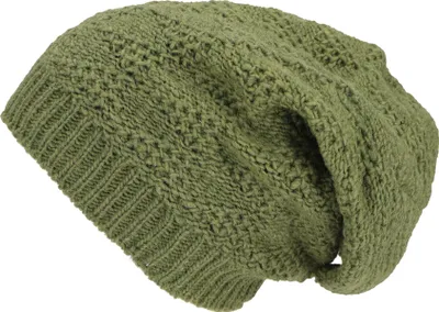 Produktbild von Handgestrickte Wollmütze, Strickmütze aus Schurwollle, Wintermütze - Helles Olivgrün, Uni, Wolle, Hüte, Mützen