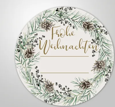 Produktbild von 24x hochwertige Etiketten "Frohe Weihnachten" rund hohe Klebekraft 5cm Aufkleber