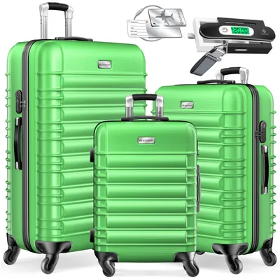 Immagine prodotto di KESSER® Set valigie rigide da 3 pezzi - Set valigie rigide da viaggio - Set trolley - Valigie con bilancia integrata + etichetta per bagagli - Valigia con rotelle - Serratura - 4 rotelle - Scocca rigida in ABS - Manico telescopico - Taglie M-L-XL