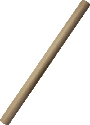 A brown paper tube is shown diagonally against a white background.