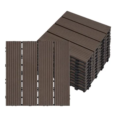 Produktbild von LZQ 22 Stück 30x30cm WPC Fliese, 2qm Balkonfliesen Klickfliese Garten Terrassenfliesen Balkon, Dunkelbraun