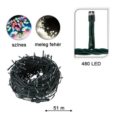 Obrázek produktu pro LED světelný řetěz s možností výběru velikosti a barvy - 480 LED, teplá bílá