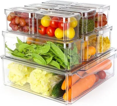 Produktbild von Kühlschrank-Organizer-Set, 10-teilig, stapelbar, BPA-frei, für Küche