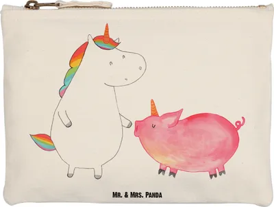 Produktbild von Mr. & Mrs. Panda Etui Einhorn Schwein Grösse XL Große - Weiß - Geschenk, Freundin, Federtasche, Pouch, Einhörner, Unicorn, Kulturbeutel, Kulturtasche, Mäppchen