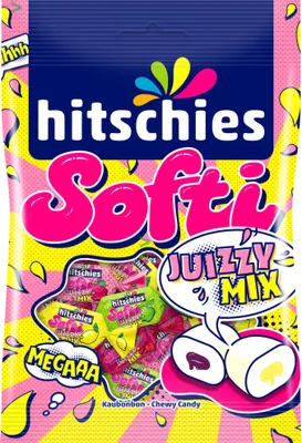 Produktbild von hitschies Softi Juizzy Mix Kaubonbons mit flüssigem Kern 90g