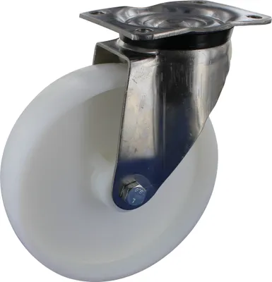 Produktbild von Edelstahlrollen Lenkrolle ohne Feststeller Ø100mm Polyamid Anschraubplatte
