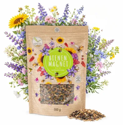 Zdjęcie produktu dla Mieszanka nasion kwiatów - 500 g - Łąka dla pszczół - Bogata w nektar na balkon i ogród