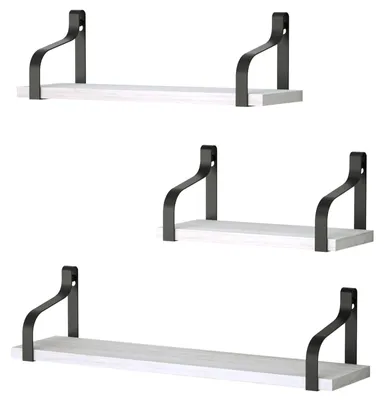 Immagine prodotto di Set di 3 mensole a forma di "U" per parete, realizzate in legno massello