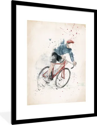 Produktbild von MuchoWow® Gerahmtes Poster Fahrräder - Farbe - Sport - Rot 60x80 cm - Poster mit Schwarzem Bilderrahmen Wandposter Rahmen Foto Bilder - Wohnzimmer - Dekorationen - Prämie