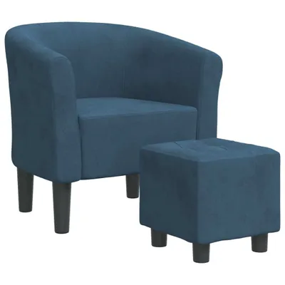 Image de vidaXL Fauteuil club avec repose-pieds bleu foncé velours