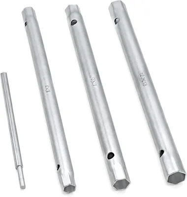 Produktbild von 4-teiliges Rohrsteckschlüsselsatz metrisch 8x9mm-10x11mm-12x13mm mit Drehdorn, mattiert, für Installation und Reparatur von Spülen und Wasserhähnen