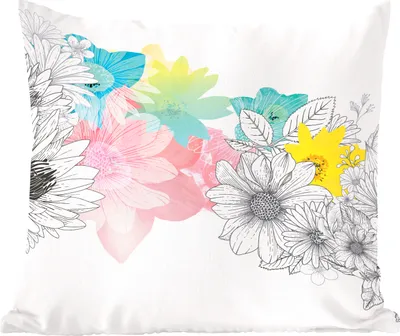Produktbild von MuchoWow® Zierkissen Sofakissen Wohnzimmer Dekokissen 40x40 cm Illustration eines Blumenmusters mit Farbe - Foto Kissen - Schlafzimmer Dekoration