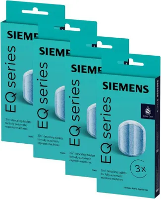 Produktbild von SIEMENS TZ80002 4 x 3 Stück Entkalkungstabletten für alle EQ + surpresso  Kaffeevollautomaten TZ80002A, Effektive Entkalkung für Kaffeemaschinen. Wartungsset für optimale Leistung. Kaffeevollautomaten Zubehör