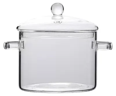Produktbild von Kochfeld-Schmortopf – hitzebeständiges, klares Kochgeschirr aus Glas, Borosilikat-Schmortopf mit Deckel, transparenter Milchkessel, Nudel- und Suppentopf, mikrowellengeeigneter Topf für die Küche zu Hause