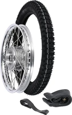 Immagine prodotto di Cerchio completo ruota smontato 1.5x16" in alluminio + raggi in acciaio inox + pneumatico Heidenau K32