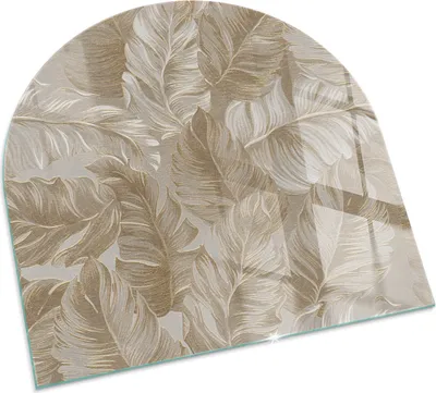 Produktbild von Blatt mit subtilen Mustern – Glasbodenplatte für – Kaminofen – Kaminplatte Glas – Schutzglas – Funkenschutzplatte –Glasbodenplatte Feuerfeste – Hitzeschutzplatte – Bodenschutz aus Glas – 100x100 cm