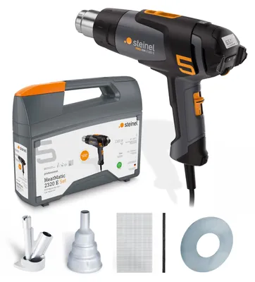 Imagen del producto de Kit de reparación para automóviles Steinel HM 2320 E, que incluye pistolas de aire caliente, boquillas y consumibles