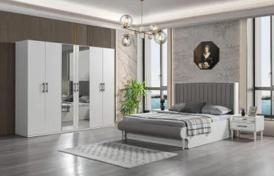 Produktbild von Komplettschlafzimmer 4-teilig Bett Schrank Nachttische modern