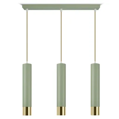 Zdjęcie produktu dla LUXOLAR 3-płomienowa lampa wisząca jasnozielono-złota – regulowana wysokość LED GU10 nowoczesny design – lampa wisząca do salonu, kuchni