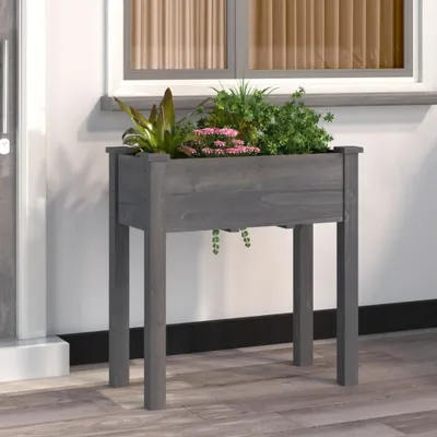 Produktbild von The Living Store Pflanzkübel mit Einsatz Grau 71x37x76 cm Massivholz Tanne