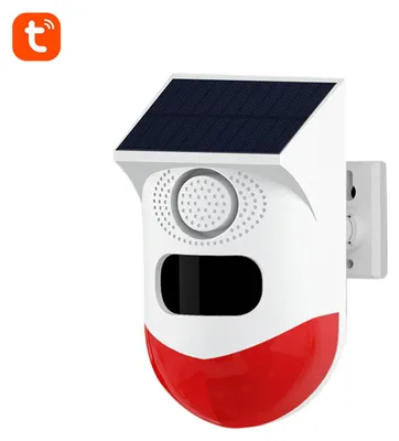 Obrázek produktu pro Bezdrátový infračervený pohybový senzor Tuya s napájením přes WiFi, solárními články, stroboskopem a sirénou, alarm 120 dB, vodotěsný PIR senzor