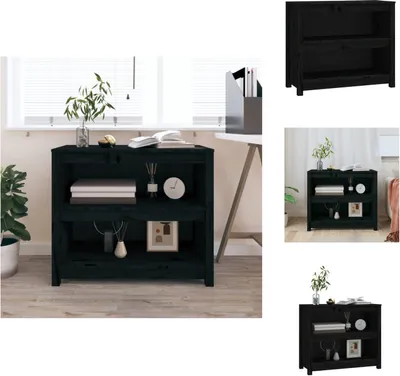 Immagine prodotto di vidaXL Libreria nera 80x35x68 cm in legno di pino massiccio - Librerie e scaffali