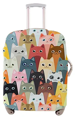 Image de Housses de protection pour valises, extensibles, anti-rayures, en polyester, élastiques, pour protéger les bagages, housses de protection pour valises, taille S, motif chat, housse de bagage