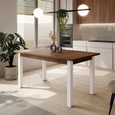 Produktbild von ARTOS ausziehbarer Tisch, 150–198 cm Stirling Eiche mit  weißen Beinen