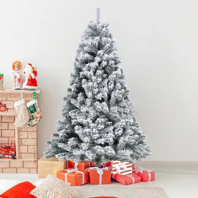 Obrázok produktu pre Vianočný stromček Ikodm, výška 180 cm, s efektom snehu, 860 vetvičiek, umelý smrek hustý a s bohatou výplňou, s kovovým podstavcom