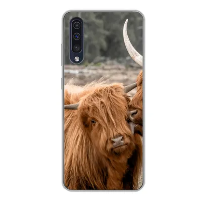 Produktbild von MuchoWow® Handyhülle Schutzhülle Hülle für Samsung Galaxy A50 Schottischer Highlander - Liebe - Porträt Silikon Softcase Handy Hülle - Mobiltelefonhülle