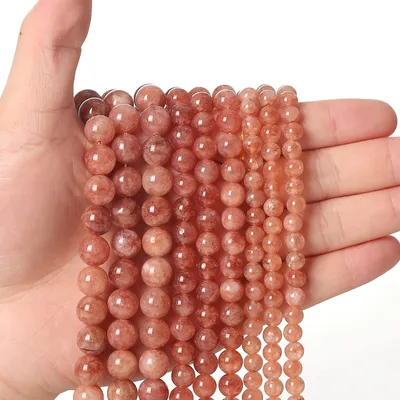 Productafbeelding van 45 Stuks 8mm Natuurlijke Steen Kralen - Zonnesteen Chalcedony