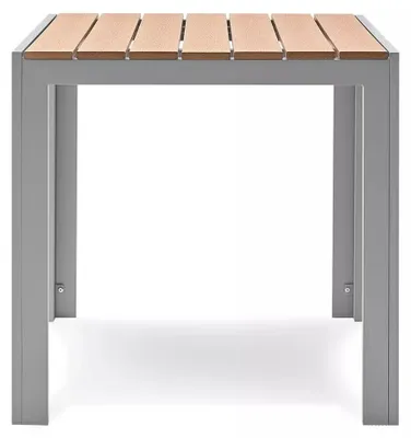 Produktbild von Gartentisch Aluminium Polywood Teak-Optik 75 x 75 x 74 cm wetterfest quadratisch grau braun