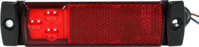 Produktbild von LED Seitenbegrenzungsleuchte E9, Anhänger LKW Markierungsleuchte mit roten 3 LEDs,Montageleiste aus Kunststoff, Anschlussspannung 9 - 32 Volt