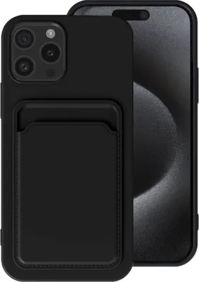 Obrázek produktu pro Pouzdro na telefon Smartphonica vhodné pro iPhone 15 Pro s držákem na karty - zadní kryt z TPU s přihrádkou na karty - černé
