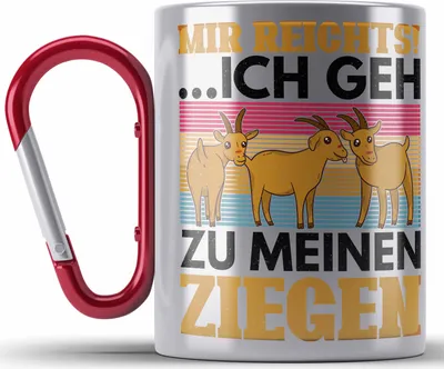 Produktbild von Trendation - Mir Reichts Ich Geh Zu Meinen Ziegen Edelstahl Tasse Karabiner Geschenk Ziegenhirt Geschenkidee Lustiger Spruch (Rot)