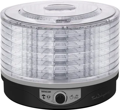 Produktbild von SENCOR SFD 3109BK Sušička potravín, nastaviteľná teplota 35-80 °C, priemer sušiaceho sita 33 cm, použiteľná výška podlahy 1,3 cm, 9 sušiacich sít