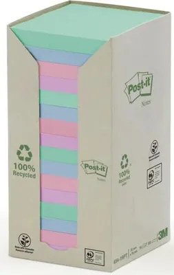 Immagine prodotto di Post-it-MemoBlok 3M Post-It 654 76x76mm Riciclare Pastello | Confezione da 16