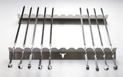 Produktbild von Spießleiste/Spießaufsatz/Schaschlik Grillaufsatz aus Edelstahl (550mm mit 12 Spießen)
